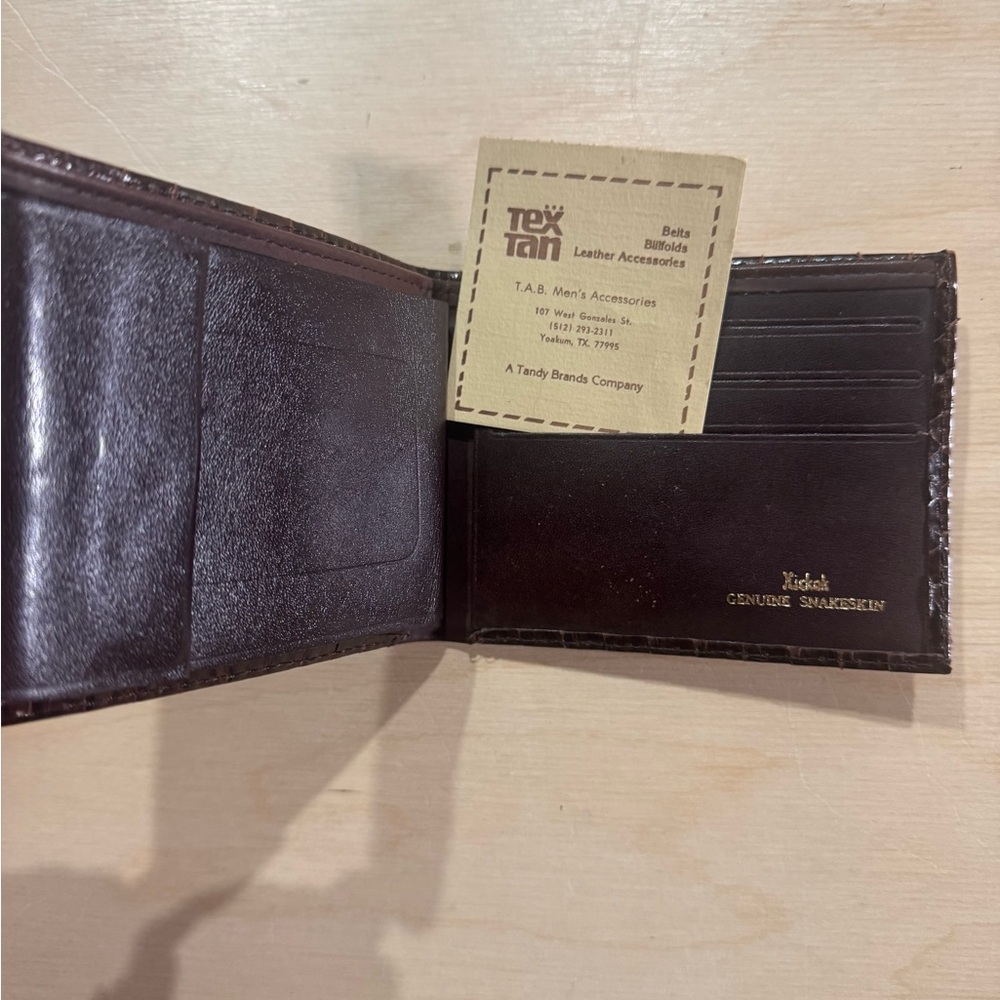 Men's Dark Brown Genuine Snakeskin Bi-Fold Card Holder Wallet